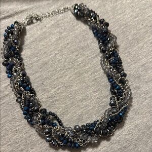 Elegant Silver and Blue Beaded Necklace
